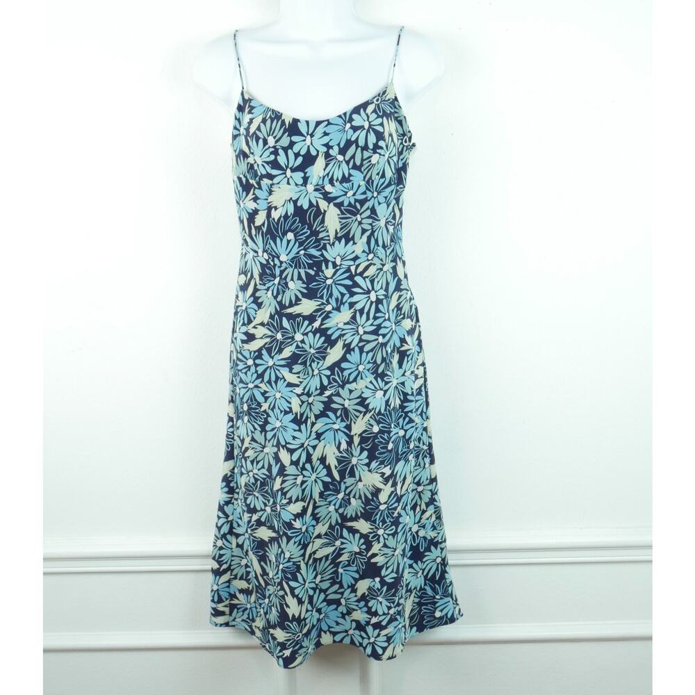 Vintage Express Dress Floral Sundress Blue Dainty Feminine Midi 1 2 Girlie‎ Y2K